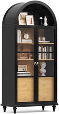 Shahoo 71" Tall Arched Kitchen Pantry, Kitchens Storage Cabinets with 2 Large Drawers and Adjustable Shelves, for Kitchen, Dining Room, Bathroom,Living Room, Black