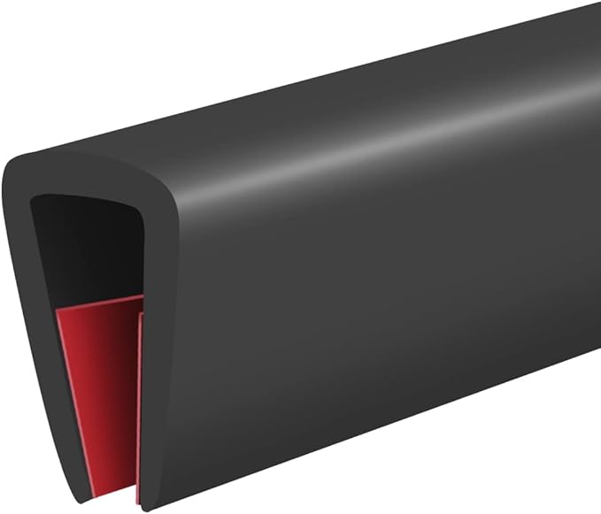 Rubber Edge Trim, Self-Adhesive U Channel Edge Trim, U Shaped Edge Protector for Glass, Mirror, Flexiglass, EPDM Material, Slot Width 3/16"(5mm), Length 10 Ft, Black
