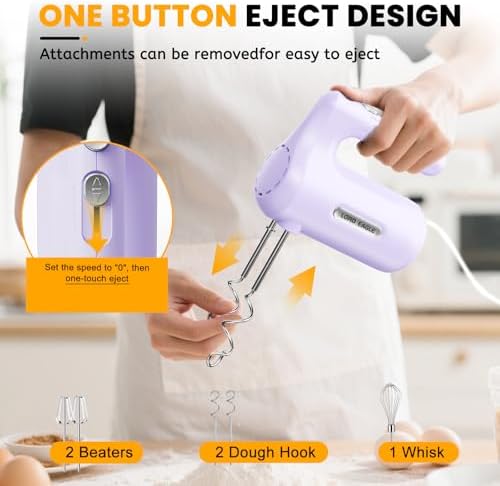 5-Speed Hand Mixer Electric With 4 Mixing Bowls Set