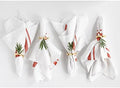 Solino Home 100% Linen Napkins, 20 x 20 in, Red and White Striped, Set of 4