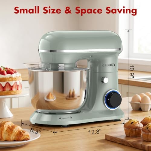 CEBORY Stand Mixer, 4QT 10+P-Speed Electric Kitchen Mixer with Bowl