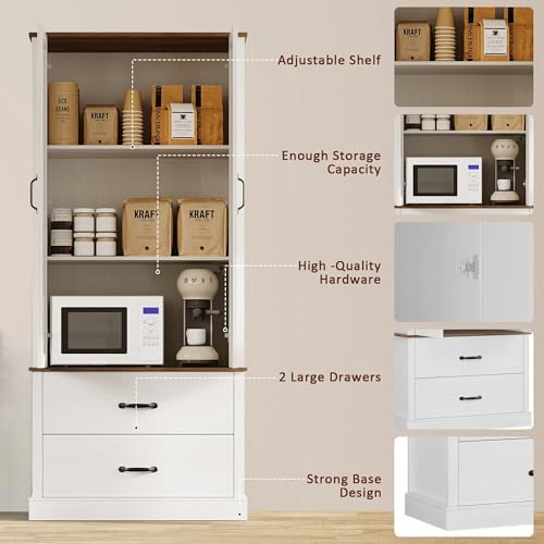 IDEALHOUSE Kitchen Pantry Storage Cabinet with Barn Doors