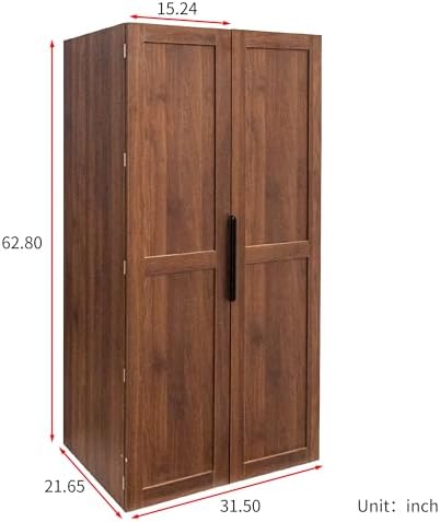 KEIKI 30.31" W Extra-Deep Kitchen Pantry Storage Cabinet with Door-Side Rack & Shelves, Tall Freestanding Sideboard Buffet Wood Hutch Food Pantries Cupboard for Coffee Bar, Dining Room, Living Room