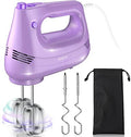GUALIU Electric Hand Mixer, 304*(2* Beaters, 2* Dough Hooks), (1* Storage Bag) Handheld Mixer for Baking Cakes, Eggs, Cream Food Mixers, Turbo Boost /5 Speed Kitchen Blender PURPLE