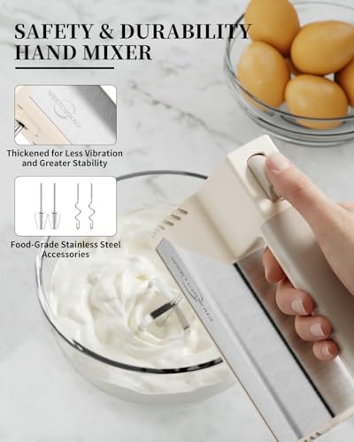 Hand Mixer 5-Speed 200W Turbo 4 Stainless Steel Accessories Classic White