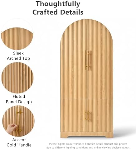 Ball & Cast 72" Arched Pantry Cabinet with Hidden Drawer, Natural
