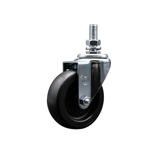 Service Caster Brand Replacement Caster for Uline Caster H-7450S - Swivel Threaded Stem Caster with 4 Inch Polyolefin Wheel and 1/2 Inch Stem - Light Duty Replacement - Fits Carts and Racks H-1546