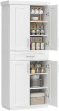 HOMCOM 72" Kitchen Pantry Storage Cabinet, Freestanding Cupboard, White