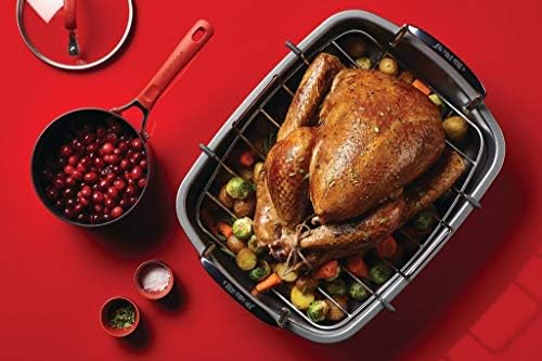 Circulon Total Bakeware Nonstick Roaster, Roasting Pan with Rack, 17-Inch x 13-Inch, Gray