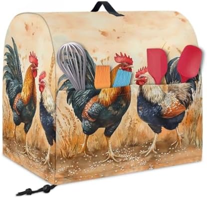 Stand Mixer Cover Dust Protector Cover Rooster Mixer Covers Compatible with 5-8 Quart Kitchen Aid Mixer Kitchen Decor Appliance Covers with 2 Pockets