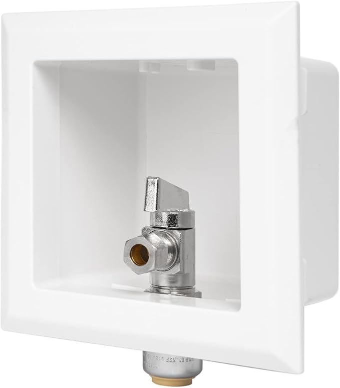 EFIELD Pre-Assembled Dishwasher Outlet Box, 1/2-Inch Push-Fit Inlet Connection with Installed 1/4-Turn Stop Angle Valve, Chrome Plated,(DW005)