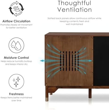 Furniture of America Forma Mid-Century Modern 69-inch Solid Wood Sideboard Buffet Cabinet with 2 Storage Compartments, 6 Shelves and 3 Drawers for Living Room, Dining Room, Office, Walnut
