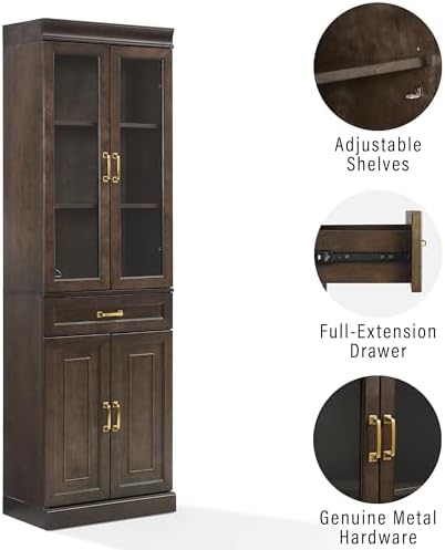 Crosley Furniture Stanton Glass Door Pantry Storage Cabinet