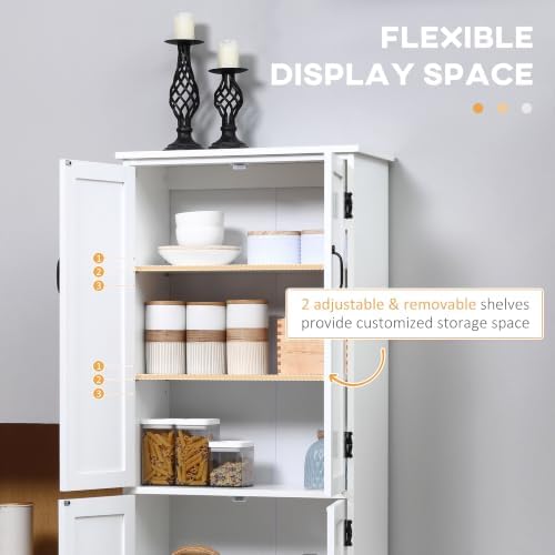 HOMCOM 48.5" Kitchen Pantry Cabinet, Kitchen Pantry Storage Cabinet, White