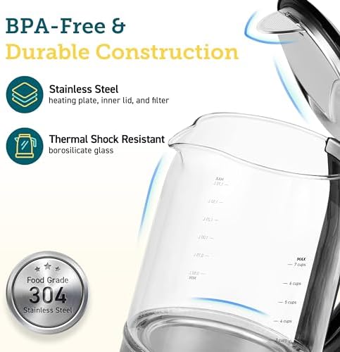 Cosori Electric Kettle with Temperature Control, 6 Presets, 1.7L, Black - Image 4