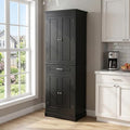 Merax 70" Tall Kitchen Pantry Cabinet with Four Doors & One Drawer, Storage Cupboard for Living Room/Dining Room/Bathroom, Adjustable Shelves, Black