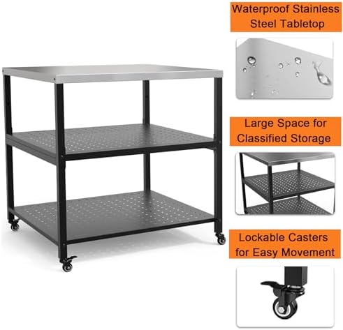 Mimiuo 31.5" Square Pizza Oven Stand, Stainless Steel Modular Table