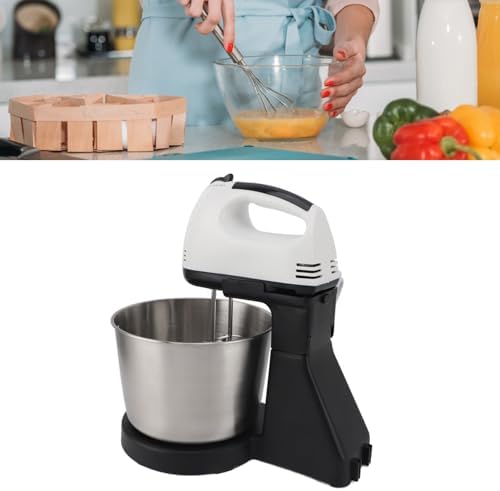 Stand Mixer, 7 Speeds Adjustable Electric Food Mixer with 1.8 Quart Stainless Steel Bowl, Dough Hook, Egg Beater and Whisk, Kitchen Countertop Dough Maker for Baking