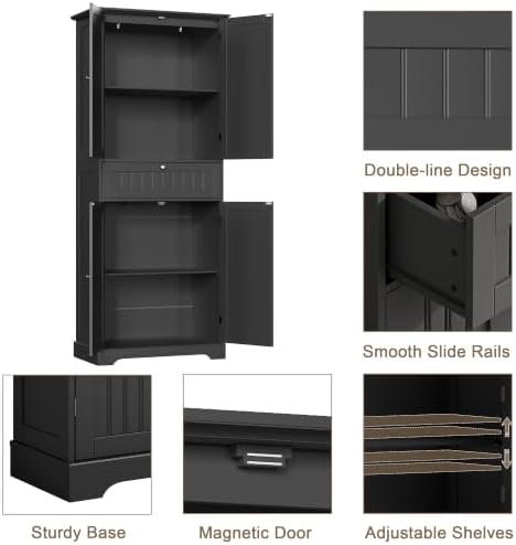 ChooChoo 72" H Bathroom Floor Cabinet with Drawer and Adjustable Shelves
