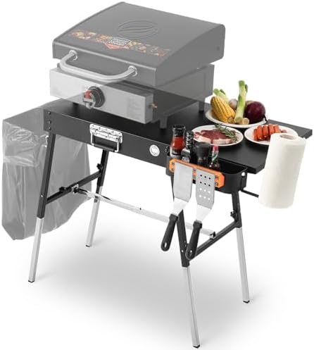 Grill Table for Outside, Blackstone Griddle Stand with Trash Holder