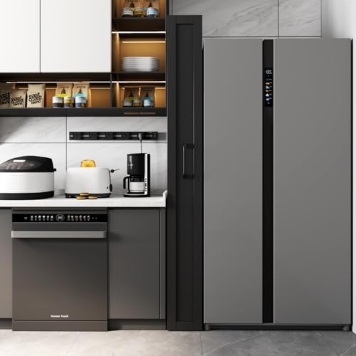KEIKI 7 Tier Pull-Out Kitchen Pantry Storage Cabinet, Multi-Tier Single-Sided Open Shelf, Spice Rack Next to Fridge, Wood Hutch Food Pantries Cupboard for Coffee Bar, Dining Room, Narrow Spaces