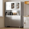 Stainless Steel Kitchen Pantry Cabinet with Drawer and Adjustable Shelves