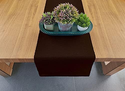 AVKA Studio 100% Cotton Ribbed Table Runner - Pack of 1-13 x 72 Inches - Brown - Dining Or Kitchen Table Runner Thick Construction for Everyday Use, Picnics, Outdoor Table, Weddings, etc