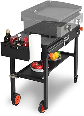 EUTRKei Grill Table for Blackstone Griddle, Portable Grill Cart with Caddy