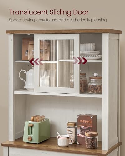 VASAGLE Pantry Cabinet with Lights and Charging Station