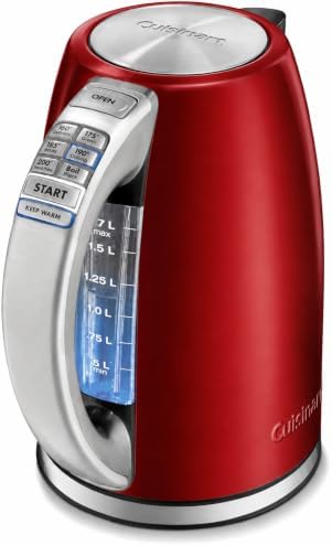 Cuisinart PerfecTemp 1.7-Liter Electric Kettle, Cordless Electric Tea Kettle, 1500W for Fast Heat-Up, 6 Preset Temperatures, 30-Minute Keep Warm, Stay Cool Nonslip Handle, Red Stainless by Cuisinart