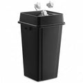 Square Trash Can with Drop Shot Lid, 25 Gallon, Black, Indoor Outdoor Use