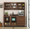 KEIKI 75" H Kitchen Pantry Storage Cabinet with Countertop, Glass Doors