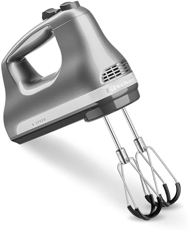 KitchenAid 6 Speed Hand Mixer w/Flex Edge Beaters, KHM6118, Contour Silver
