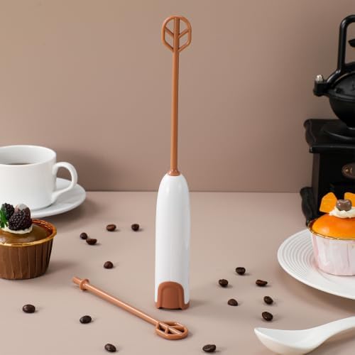 Mini Electric Handheld Mixer with Extended Handle for Milk Powder and Drinks Detachable Design for Easy Cleaning Portable Kitchen Mixing Tool (white)
