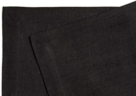 Solino Home 100% Linen Woven Placemats Black, Fete 14 x 19 in, Set of 4