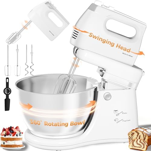 4.8QT 2-in-1 Stand Mixer, White