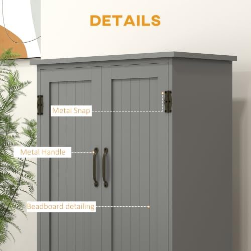 HOMCOM 48.5" Kitchen Pantry Cabinet, Kitchen Pantry Storage Cabinet, Gray