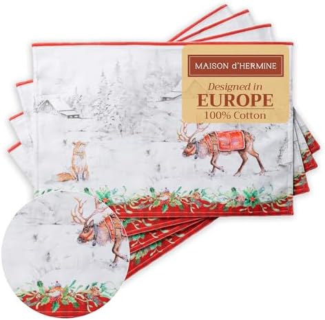 Maison d' Hermine Placemats Set of 4 Reusable 100% Cotton (13"x19")