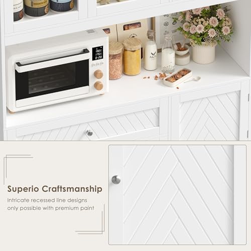 BOTLOG 72” Tall Kitchen Pantry Storage Cabinet with Painted Strip Door