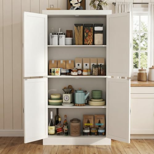 Kitchen Pantry Cabinet, 70" Tall Storage Cabinet with 2 Adjustable Shelves