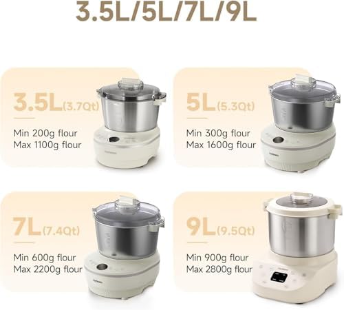 Joydeem Electric Dough Maker, 9.5Qt with Winter & Summer Fermentation, Dual Functions (MIX for Dough/Kneading, BLEND for Filling) - Ideal for Bread, Pizza, Roti, Dumplings, Sourdough, HMJ-A901
