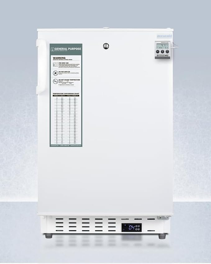 Summit Appliance Accucold 20” Refrigerator, 3.32 cu.ft. Capacity, Undercounter, Built-in, ADA Compliant, External Temperature Readout, White - ADA404REFALLHD (Left Handed Door Swing)