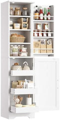 IRONCK Tall Pantry Cabinet, Narrow Kitchen Storage Cabinet with Drawers