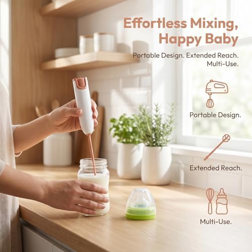 IMIKEYA Handheld Electric Mixer for Formula Milk Powder Stirrer with Extended Handle and Detachable Design Ideal for Versatile Juice and Coffee Mixing
