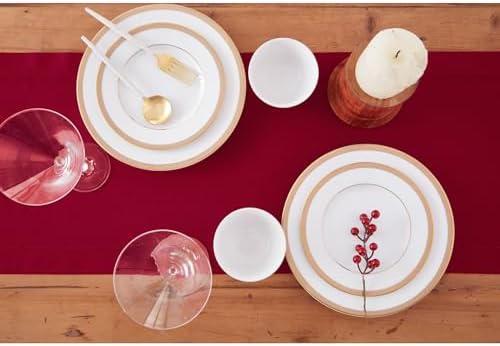 Solino Home Cotton Linen Table Runner Red, Hemstitch Collection 14 x 90 in