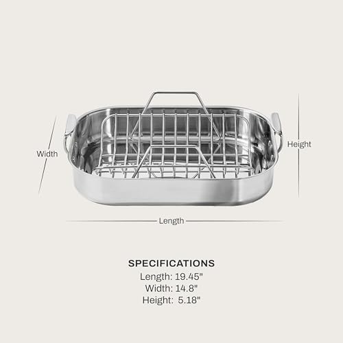 All-Clad Stainless Steel Roaster, 14" x 18" Roaster with rack