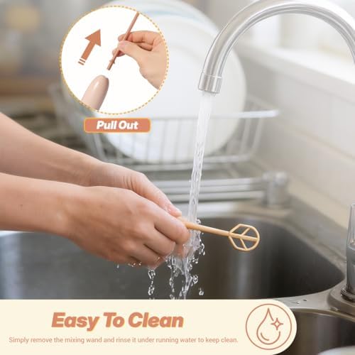 1 Set Baby Milk Powder Mixer Handheld Drink Stirrer, Light Brown Detachable Battery Operated, Newborn Nutrition Protein Coffee Kitchen Blending