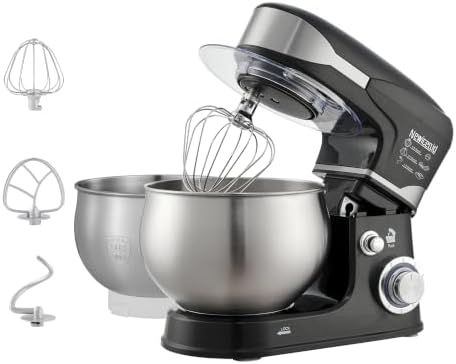 6-Speed 5.3QT+3.2QT Two-Bowl Stand Mixer, CHARCOAL BLACK