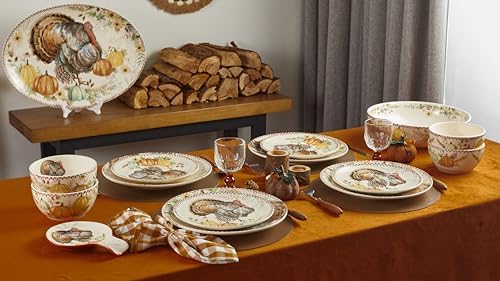 Bico Blessing Season Salad Plates Set of 4, 8.75 Inch Ceramic Dessert Plates for Salad, Appetizer, Side Dishes, Microwave and Dishwasher Safe, Gift for Housewarming and Thanksgiving