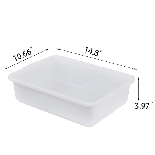 Small Bus Tubs Commercial Set of 4, Plastic Wash Basin, 8 Liter